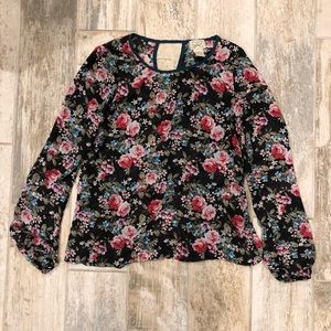 Floral chiffon long sleeve top